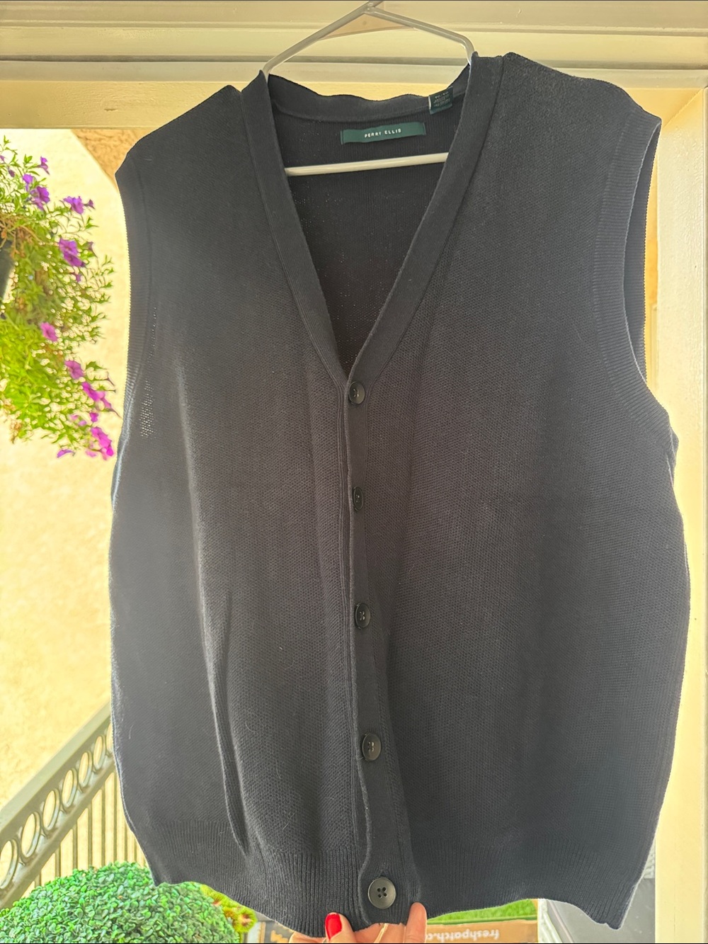 J. Crew Navy Button-Front Cotton Sweater Vest